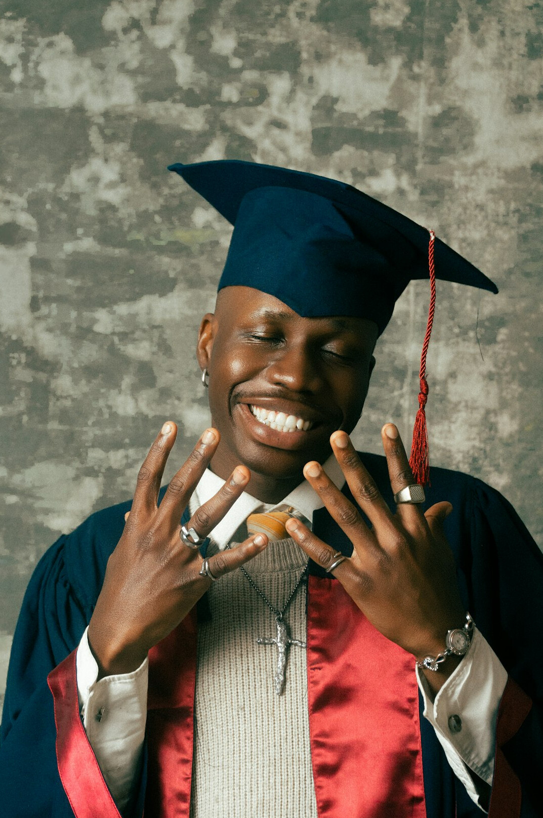 Portrait of a satisfied male graduate of a public speaking course