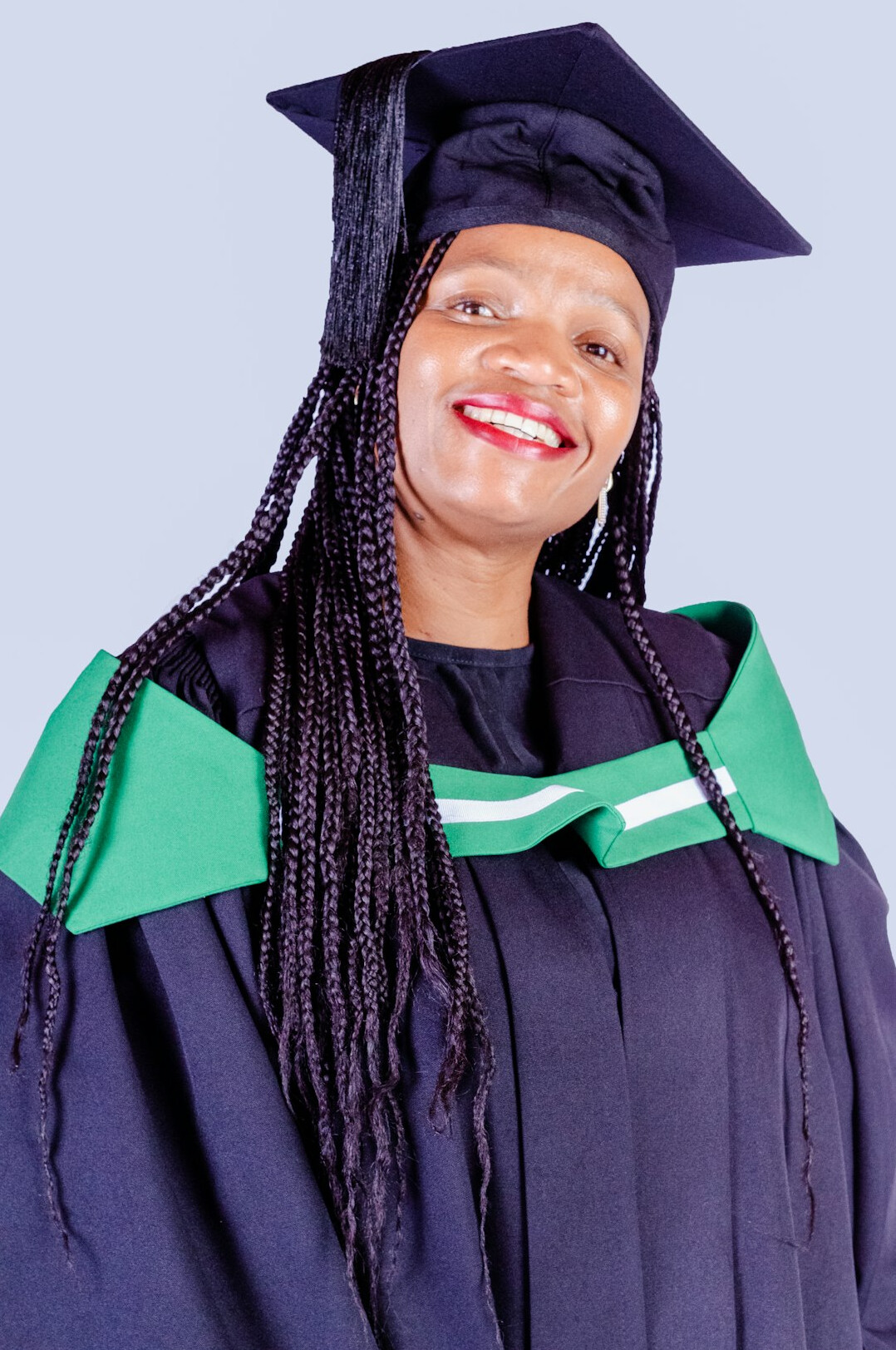 Portrait of a satisfied female graduate of a voice training program